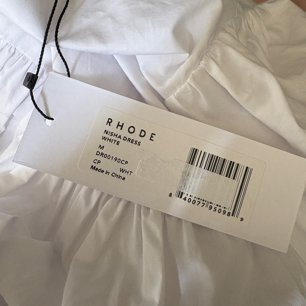 $475 NWT White Rhode Cotton “Nisha” Midi Dress Sz Medium - Picture 11 of 15